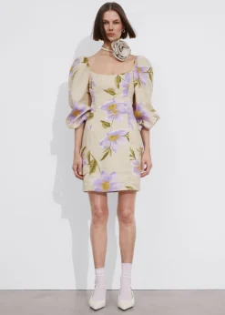 Hot & Other Stories Robe Courte Trapèze En Lin Motifs fleuris lilas