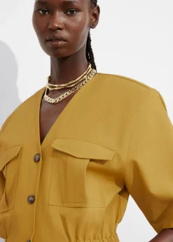 Clearance & Other Stories Robe Courte Utilitaire à Manches Courtes Moutarde