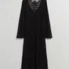 Cheap & Other Stories Robe En Maille Pointelle à Dos Ouvert à Nouer Noir