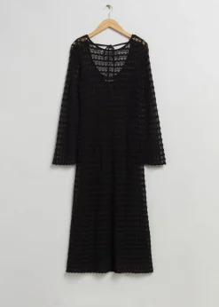 Cheap & Other Stories Robe En Maille Pointelle à Dos Ouvert à Nouer Noir