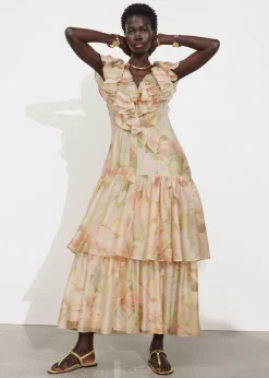 Flash Sale & Other Stories Robe Longue à Cascade De Volants Motifs fleuris roses/verts