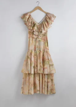 Flash Sale & Other Stories Robe Longue à Cascade De Volants Motifs fleuris roses/verts