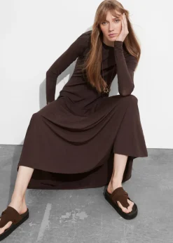 Discount & Other Stories Robe Longue à Dos Ouvert Marron