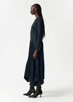 Clearance & Other Stories Robe Longue à Ourlet Asymétrique Bleu marine