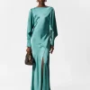 Best Sale & Other Stories Robe Longue En Satin Turquoise