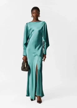 Best Sale & Other Stories Robe Longue En Satin Turquoise