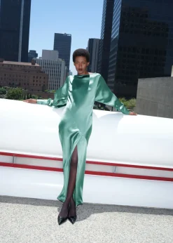 Best Sale & Other Stories Robe Longue En Satin Turquoise
