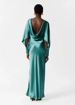 Best Sale & Other Stories Robe Longue En Satin Turquoise