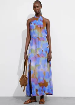 Shop & Other Stories Robe Longue Imprimée à Dos Nu Imprimé bleu
