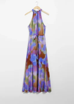 Shop & Other Stories Robe Longue Imprimée à Dos Nu Imprimé bleu