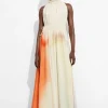 Hot & Other Stories Robe Longue Sans Manches Crème/Orange/Lilas