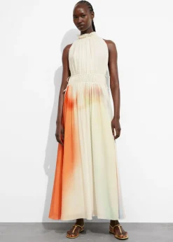 Hot & Other Stories Robe Longue Sans Manches Crème/Orange/Lilas