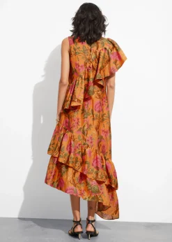 Clearance & Other Stories Robe Midi à Cascade De Volants Imprimé orange