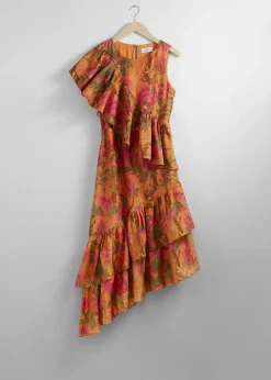 Clearance & Other Stories Robe Midi à Cascade De Volants Imprimé orange