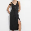 Fashion & Other Stories Robe Midi à Col En V En Cupro Noir