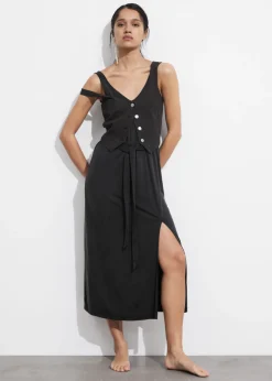 Fashion & Other Stories Robe Midi à Col En V En Cupro Noir