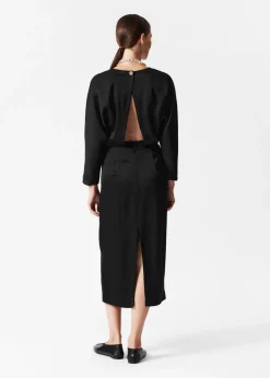 Online & Other Stories Robe Midi à Dos Ouvert Noir