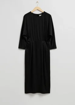 Online & Other Stories Robe Midi à Dos Ouvert Noir