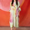 Clearance & Other Stories Robe Midi à Imprimé Aquarelle Lilas/Jaune/Blanc