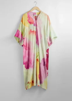 Clearance & Other Stories Robe Midi à Imprimé Aquarelle Lilas/Jaune/Blanc