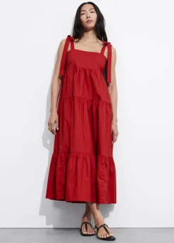 Online & Other Stories Robe Midi à Plusieurs Niveaux Avec Liens à Nouer