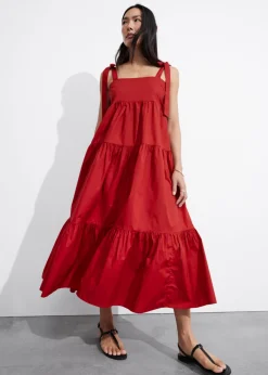 Online & Other Stories Robe Midi à Plusieurs Niveaux Avec Liens à Nouer
