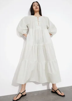 Fashion & Other Stories Robe Midi à Plusieurs Niveaux Avec Liens à Nouer