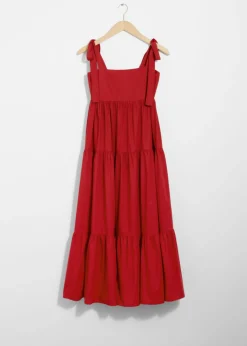 Online & Other Stories Robe Midi à Plusieurs Niveaux Avec Liens à Nouer