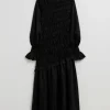 Sale & Other Stories Robe Midi à Smocks Noir
