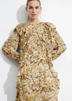 Sale & Other Stories Robe Midi à Volants Imprimé jaune