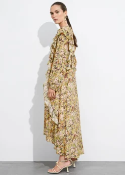 Sale & Other Stories Robe Midi à Volants Imprimé jaune