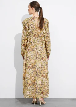 Sale & Other Stories Robe Midi à Volants Imprimé jaune