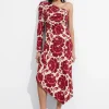 Sale & Other Stories Robe Midi Asymétrique Motif fleuri rouge