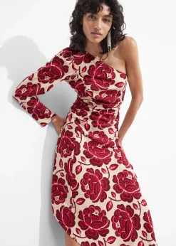 Sale & Other Stories Robe Midi Asymétrique Motif fleuri rouge