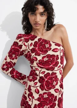 Sale & Other Stories Robe Midi Asymétrique Motif fleuri rouge
