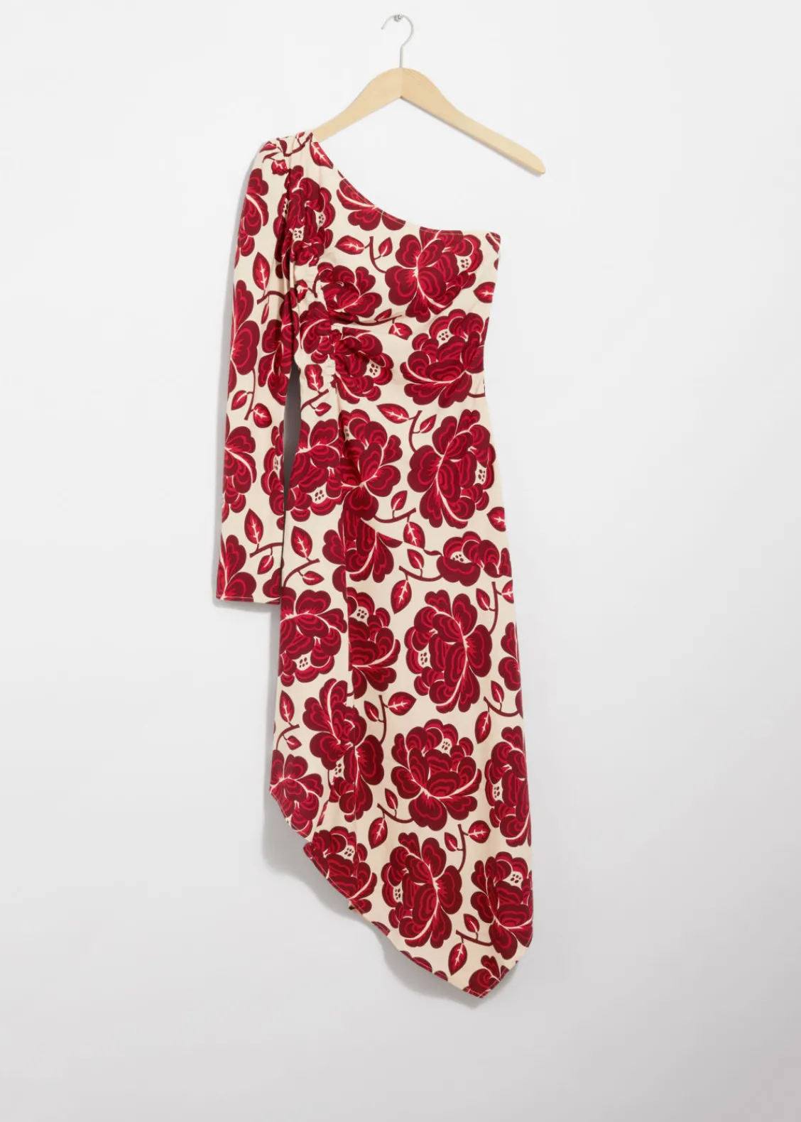 Sale & Other Stories Robe Midi Asymétrique Motif fleuri rouge