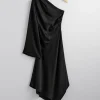 Outlet & Other Stories Robe Midi Asymétrique En Satin Noir