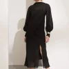 Hot & Other Stories Robe Midi Avec Liens Aux Poignets Noir
