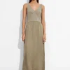 Clearance & Other Stories Robe Midi Bicolore Sans Manches Taupe