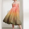Fashion & Other Stories Robe Midi Boule à Bustier Rose/Orange/Vert