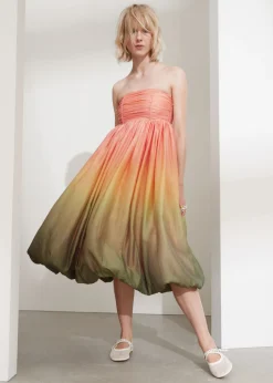Fashion & Other Stories Robe Midi Boule à Bustier Rose/Orange/Vert