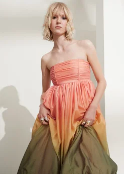 Fashion & Other Stories Robe Midi Boule à Bustier Rose/Orange/Vert