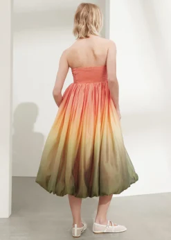 Fashion & Other Stories Robe Midi Boule à Bustier Rose/Orange/Vert