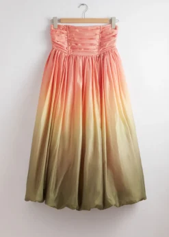 Fashion & Other Stories Robe Midi Boule à Bustier Rose/Orange/Vert