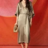 Outlet & Other Stories Robe Midi Ceinturée Décontractée Taupe