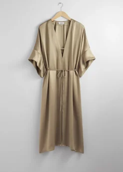 Outlet & Other Stories Robe Midi Ceinturée Décontractée Taupe