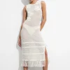 Shop & Other Stories Robe Midi Crochetée à Franges Blanc
