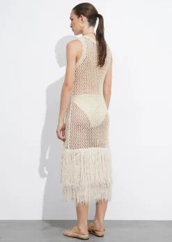Best Sale & Other Stories Robe Midi Crochetée à Franges Blanc