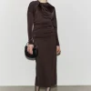 Cheap & Other Stories Robe Midi Drapée Marron foncé