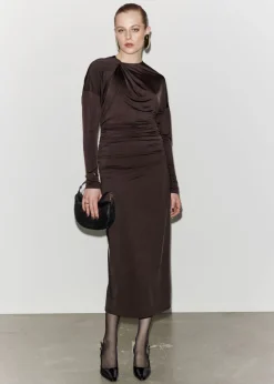 Cheap & Other Stories Robe Midi Drapée Marron foncé